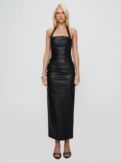 front view of model wearing Princess Polly 1999 Maxi Dress Onyx Straight Neck 