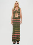   front view of model wearing Princess Polly Giulia Knit Maxi Skirt Green Multi Maxi 