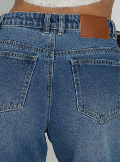 Torri Longline Denim Shorts Mid Blue Wash