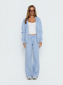 side view of model wearing Princess Polly All Day Oversized Hoodie Icy Blue regular 