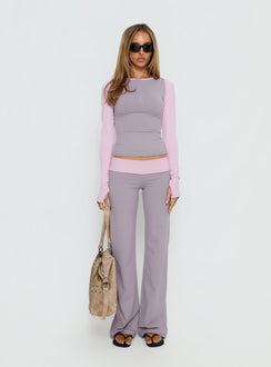 Kobee Jersey Long Sleeve Layering Top Slate / Dusty Pink