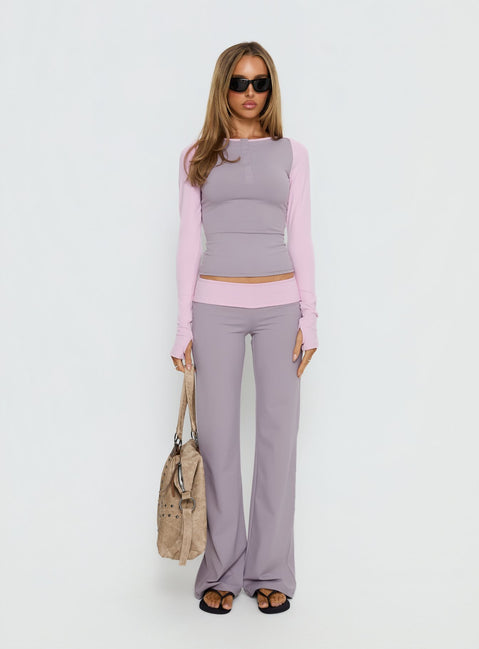 Kobee Jersey Long Sleeve Layering Top Slate / Dusty Pink