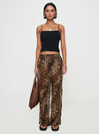 front view of model wearing Princess Polly Fyre Wide Leg Pant Leopard High Waisted Pants 