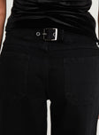 side view of model wearing Princess Polly Jankins Baggy Jeans Black High Waisted 