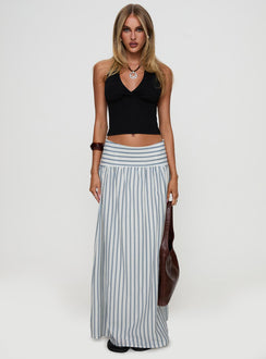   front view of model wearing Princess Polly Find Your Love Flowy Maxi Skirt White Maxi 