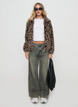 Caine Faux Fur Jacket Leopard