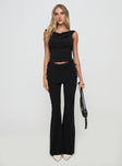 front view of model wearing Princess Polly Shoal Pants Black High Waisted Pants 