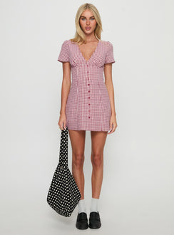 Loveliness Playsuit Red Check