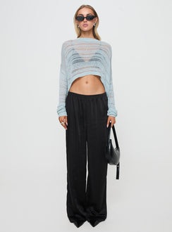 front view of model wearing Princess Polly Obarik Cropped Sweater Blue Cropped 