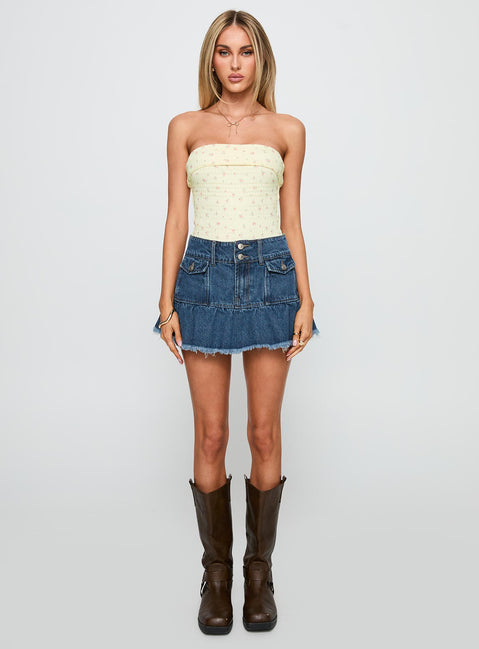 back view of model wearing Princess Polly Majorette Strapless Bodysuit Cream Sleeveless 