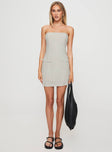 Langdon Strapless Mini Dress Beige Stripe