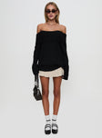 Snowie Off Shoulder Knit Sweater Black