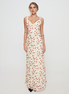 front view of model wearing Princess Polly Verona Maxi Dress Multi V-Neck 