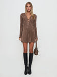 Malop Long Sleeve Mini Dress Chocolate Petite