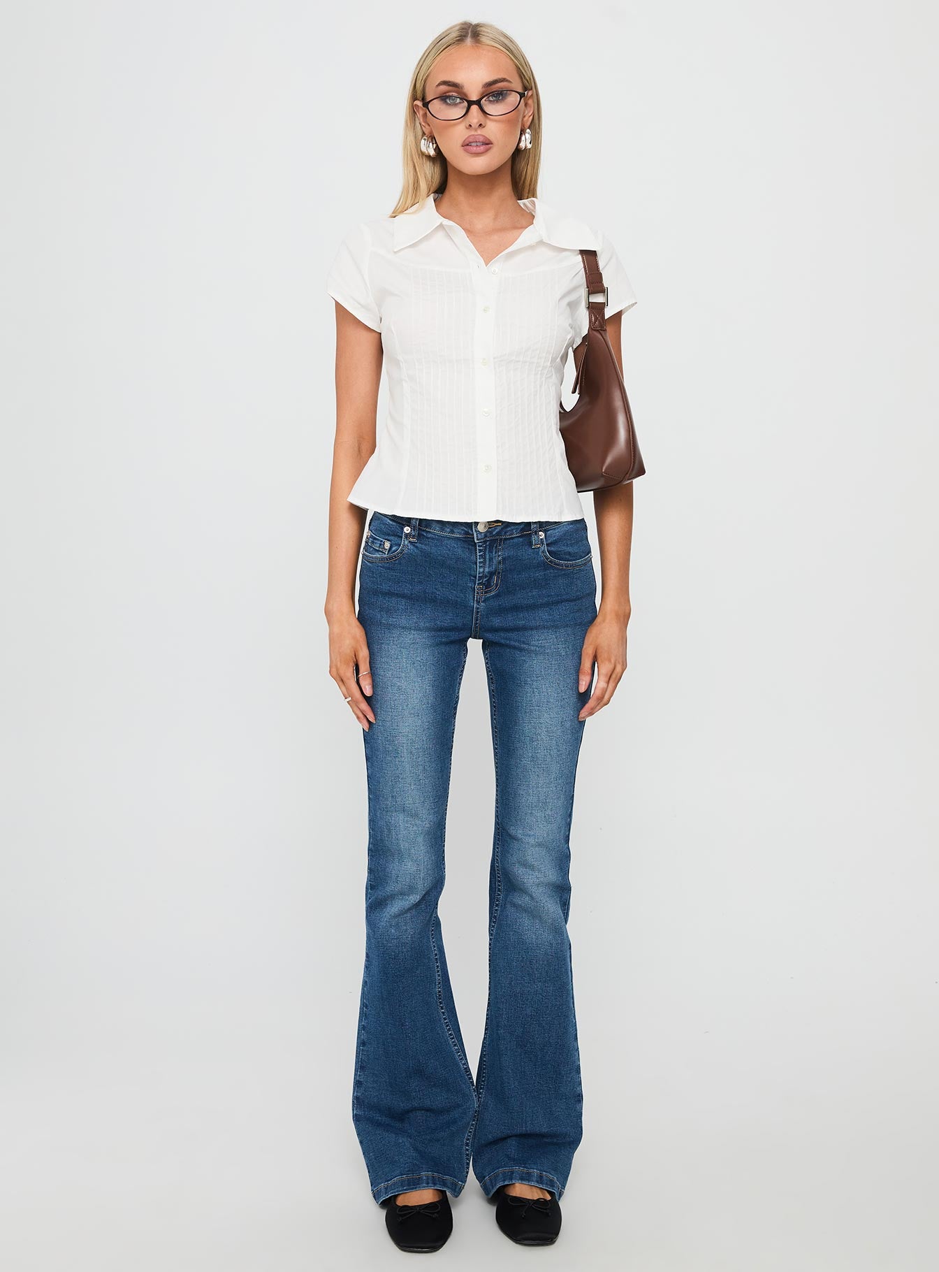 Akiyo Button Up Blouse Top White