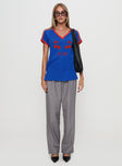 front view of model wearing Princess Polly Expertise Low Rise Pleat Pant Grey High Waisted Pants 