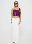 front view of model wearing Princess Polly Mani Top Purple Sleeveless Sweetheart 