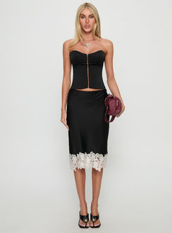   front view of model wearing Princess Polly Anchored Midi Skirt Noir Midi Skirts 