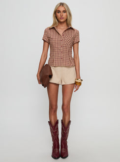 Alma Mater Top Red Check