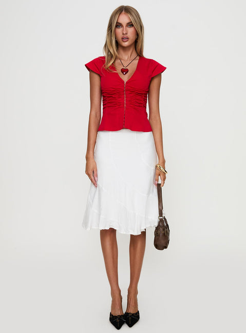   front view of model wearing Princess Polly With Kindness Midi Skirt White Midi Skirts 