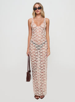 front view of model wearing Princess Polly Valtheni Maxi Dress Multi Plunger 