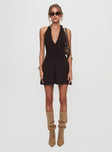 Rafelle Halter Mini Dress Brown