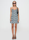 Fern Mini Dress Black / Blue Floral