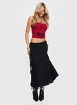   side view of model wearing Princess Polly Perky Maxi Skirt Black Maxi 