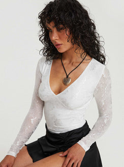 product Princess Polly Full Sleeves Plunger  Radar Long Sleeve Top White