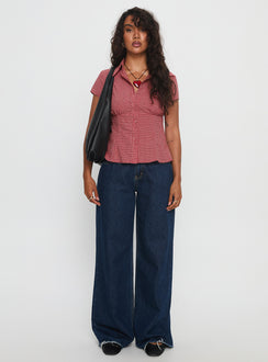 Cottesloe Blouse Top Red Check