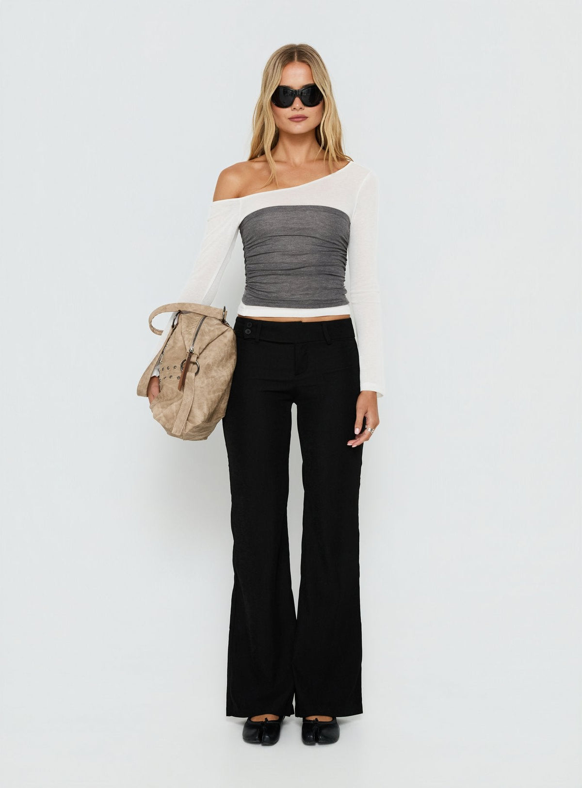 Jordanna Belted Straight Trousers Black