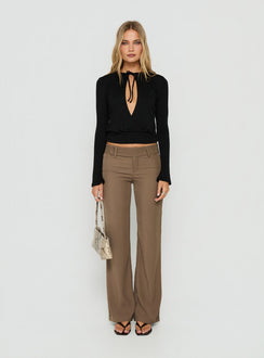 Koralie Keyhole Wrap Long Sleeve Top Black