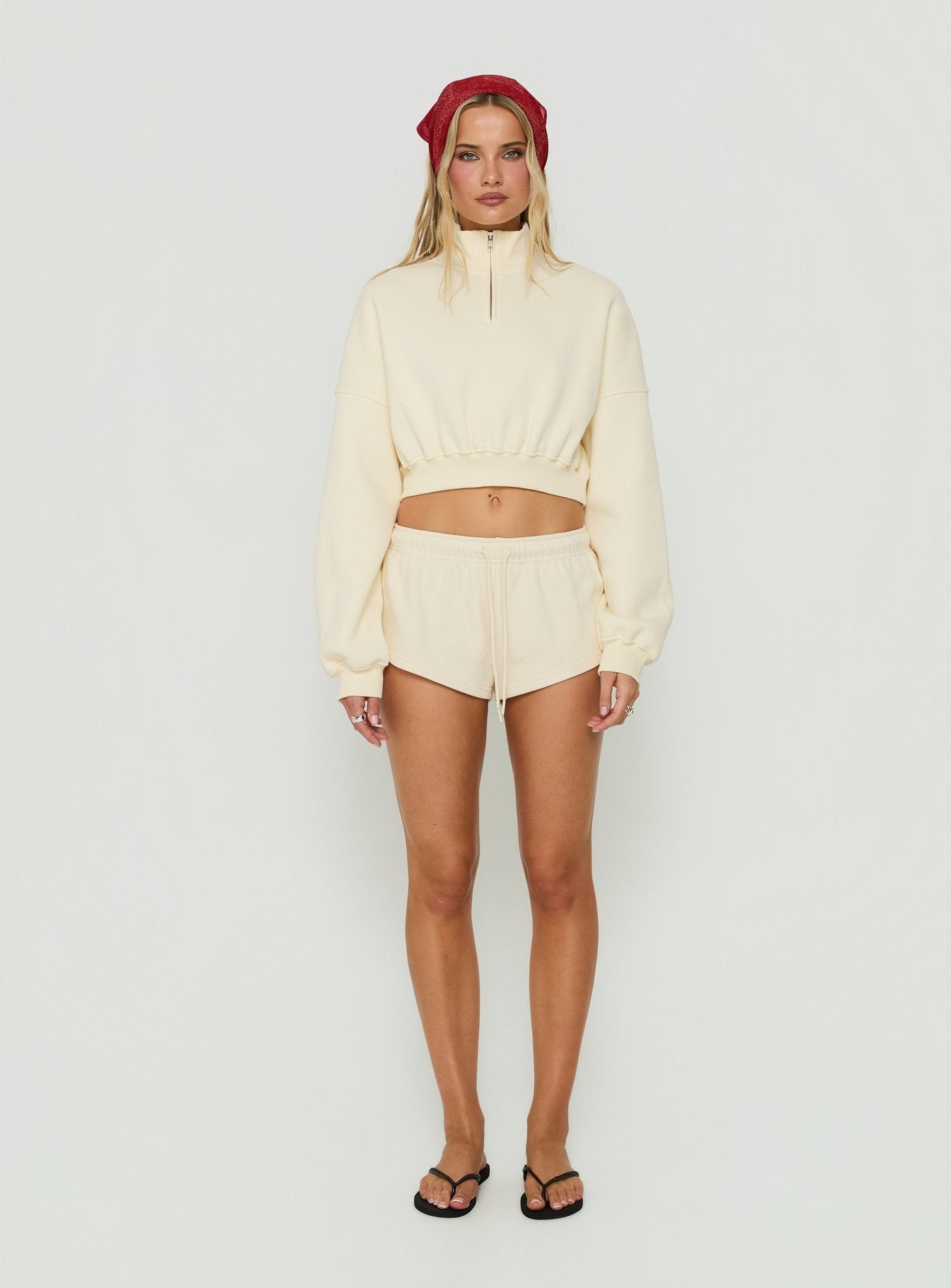 Quinncy Low Rise Sweat Shorts Cream