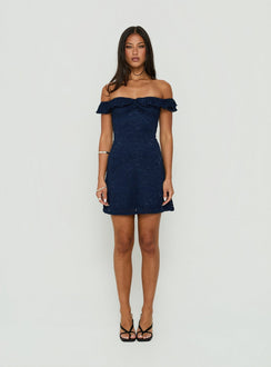 Anabeila Strapless Frill Mini Dress Navy