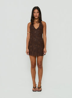 Codami Sequin Mini Dress Dark Brown