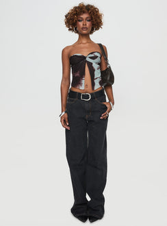 side view of model wearing Princess Polly Thalara Strapless Top Multi Sleeveless Sweetheart 