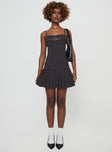 front view of model wearing Princess Polly Valletta Mini Dress Slate Square Neck 