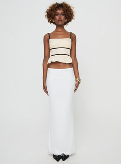   front view of model wearing Princess Polly Meredith Maxi Skirt White Maxi 