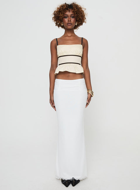   front view of model wearing Princess Polly Meredith Maxi Skirt White Maxi 