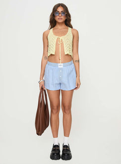 front view of model wearing Princess Polly Walnut Top Cream Sleeveless Scoop Neck 