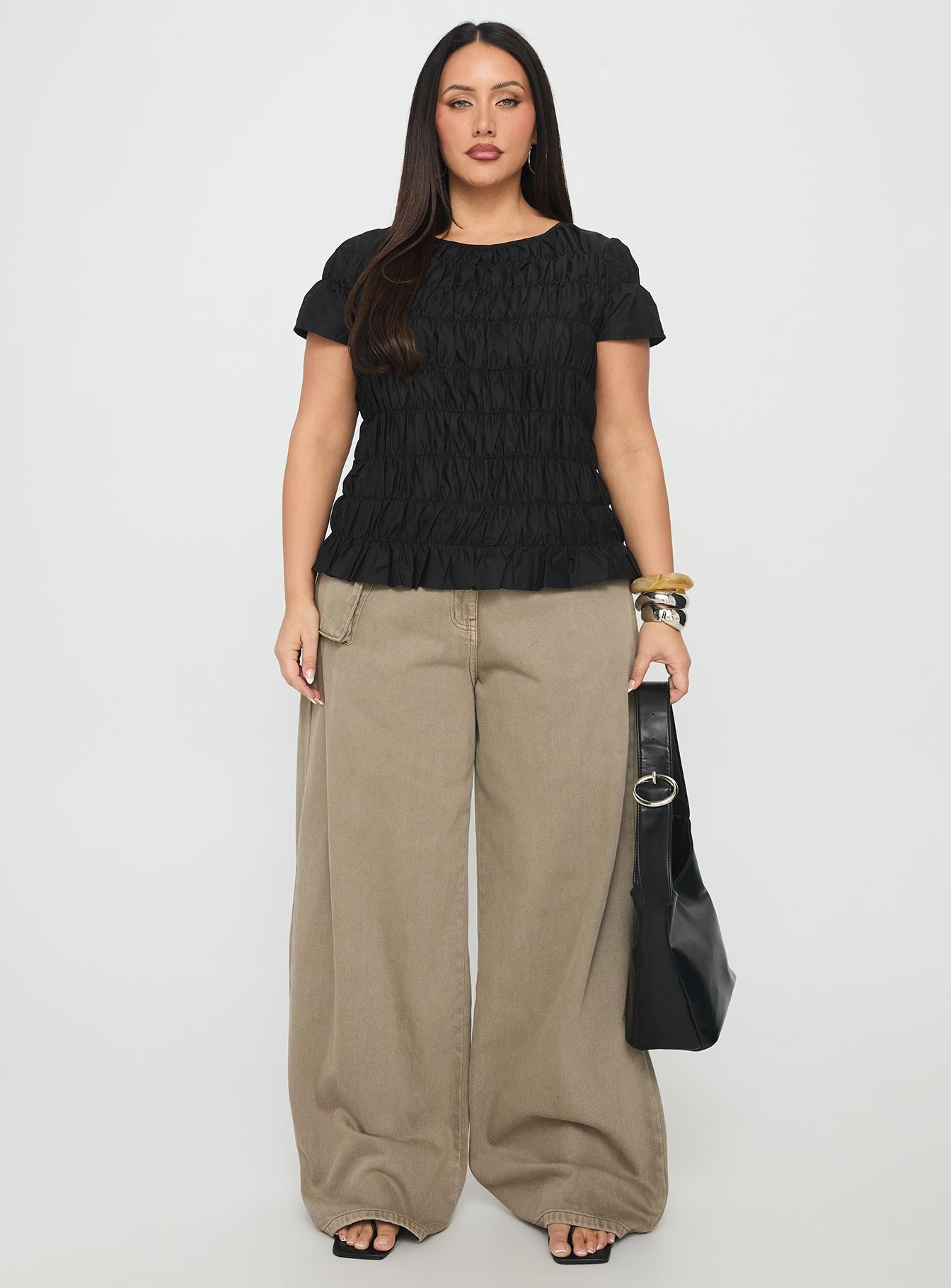 Spoiler Alert Ruched Top Black Curve