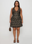 Sonella Lace Halter Mini Dress Black Curve