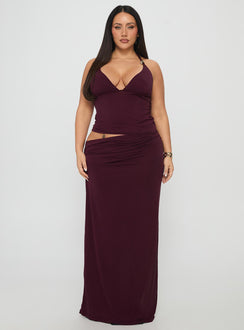 Imeraldia Hardware Halter Maxi Dress Currant Curve