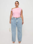 front view of model wearing Princess Polly Fawcett Jeans Light Wash Denim Curve High Waisted 