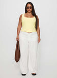 Baseline Square Neck Rib Tank Top Lemon Curve