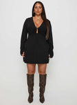 Dafnie Long Sleeve Mini Dress Black Curve