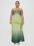   front view of model wearing Princess Polly Star Girl Maxi Skirt Green Ombre Curve Maxi 