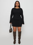 Mayok Long Sleeve Mini Dress Black Curve