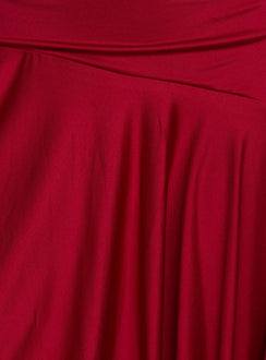 Emara Halter Asymmetrical Midi Dress Red