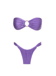 Janea High Cut Ruched Bikini Bottoms Purple